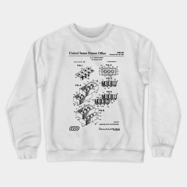 Lego Brick Patent Black Crewneck Sweatshirt by Luve